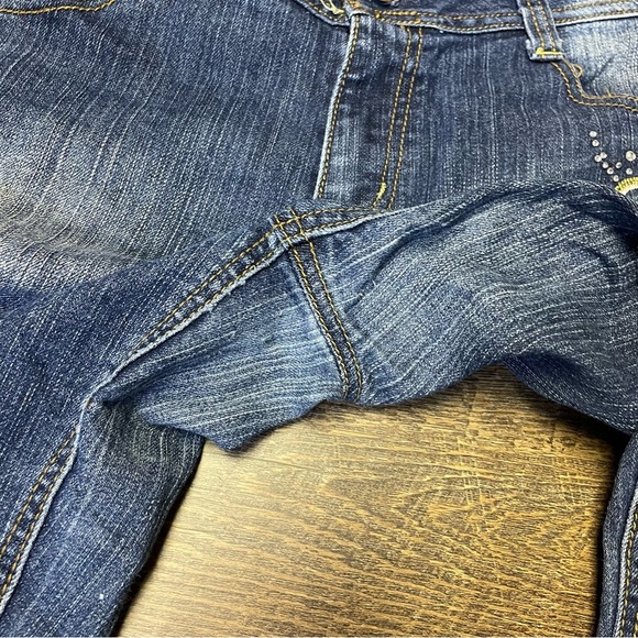 VINTAGE Southpole Jeans Juniors 11 Blue Bootcut Flare Embellished Spellout Y2K - Picture 8 of 12